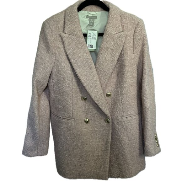 H&M Jackets & Blazers - ✨ H&M Light Pink Tweed Double-Breasted Blazer – Chic & Sophisticated ✨